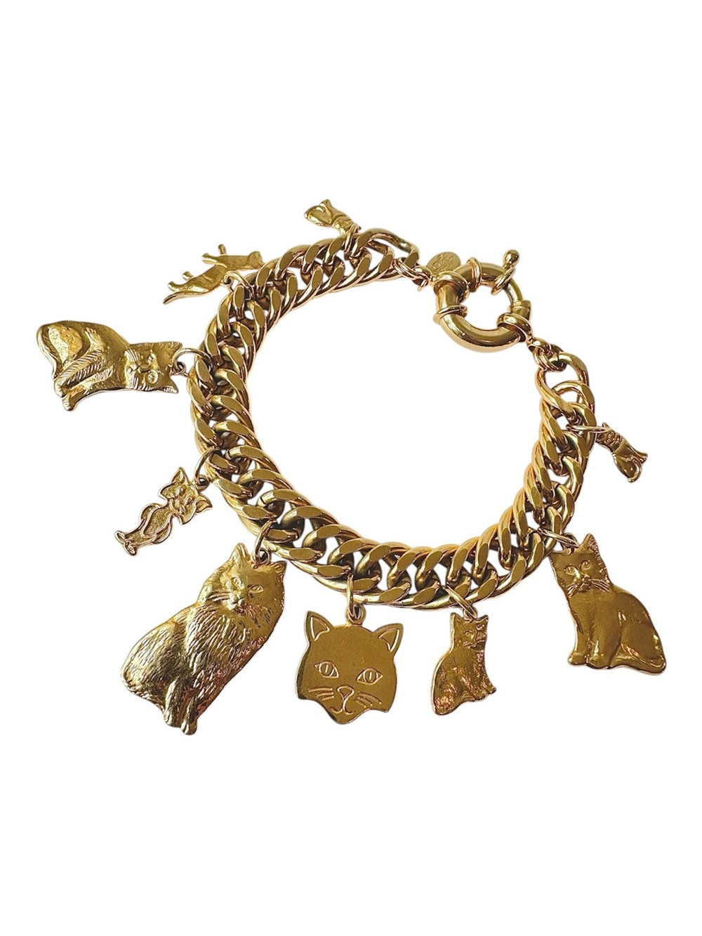 Kirks Folly Cat Charm Bracelet Gold Tone Whimsical Jewelry Cat Lover Gift